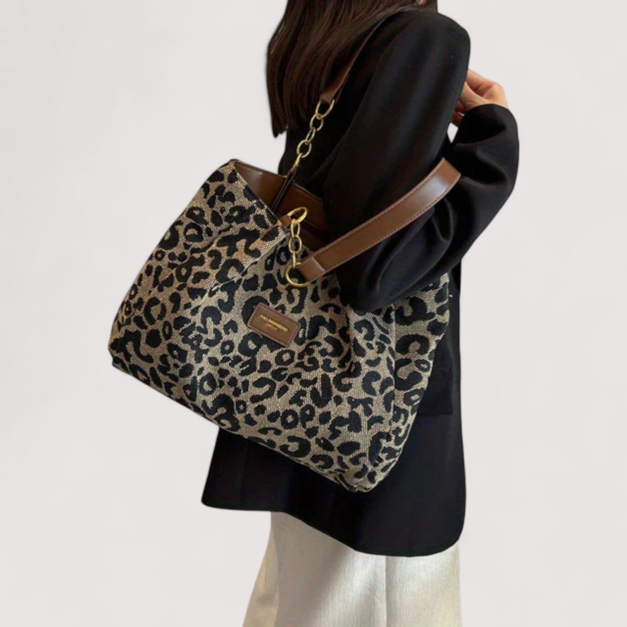 Anouk™ | Leopard Canvas-Einkaufstasche