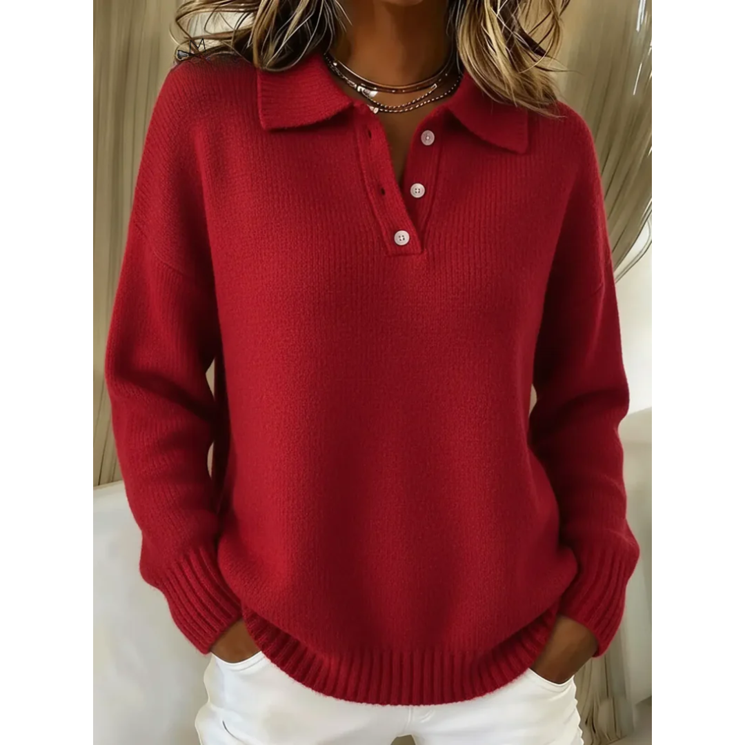 Selma | Weicher Strick-Polo-Pullover