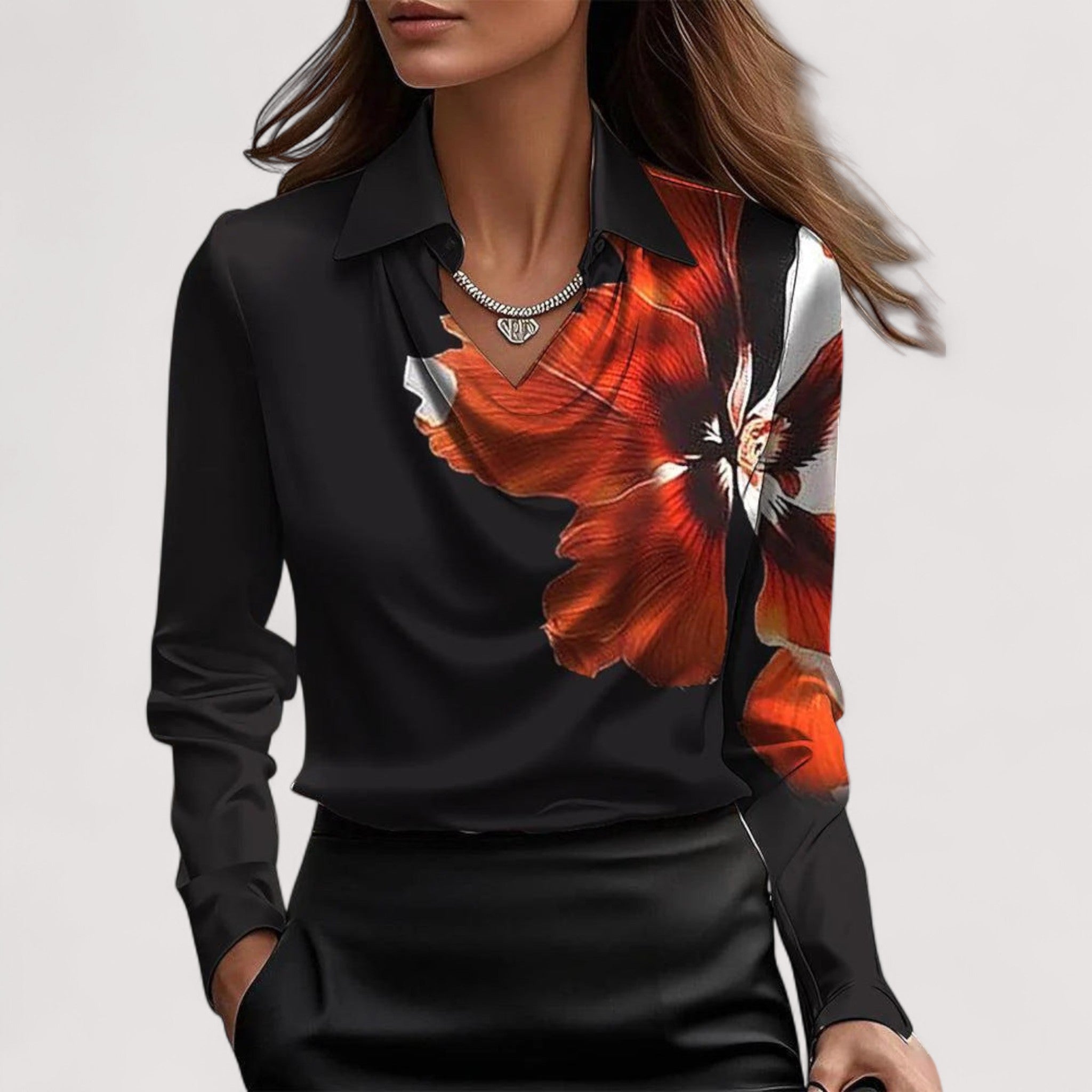 Charlotte™ | Satinbluse V-Ausschnitt