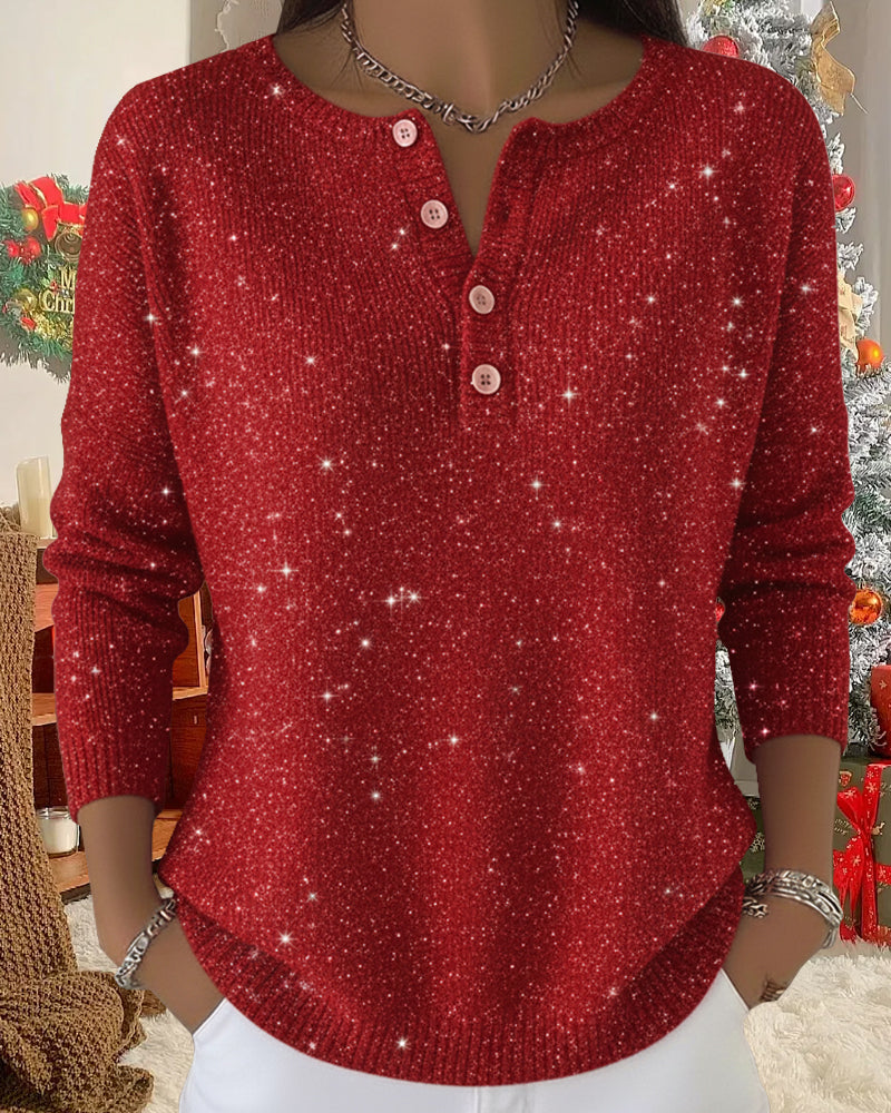 Lea – Glitzernder Pullover mit Knöpfen