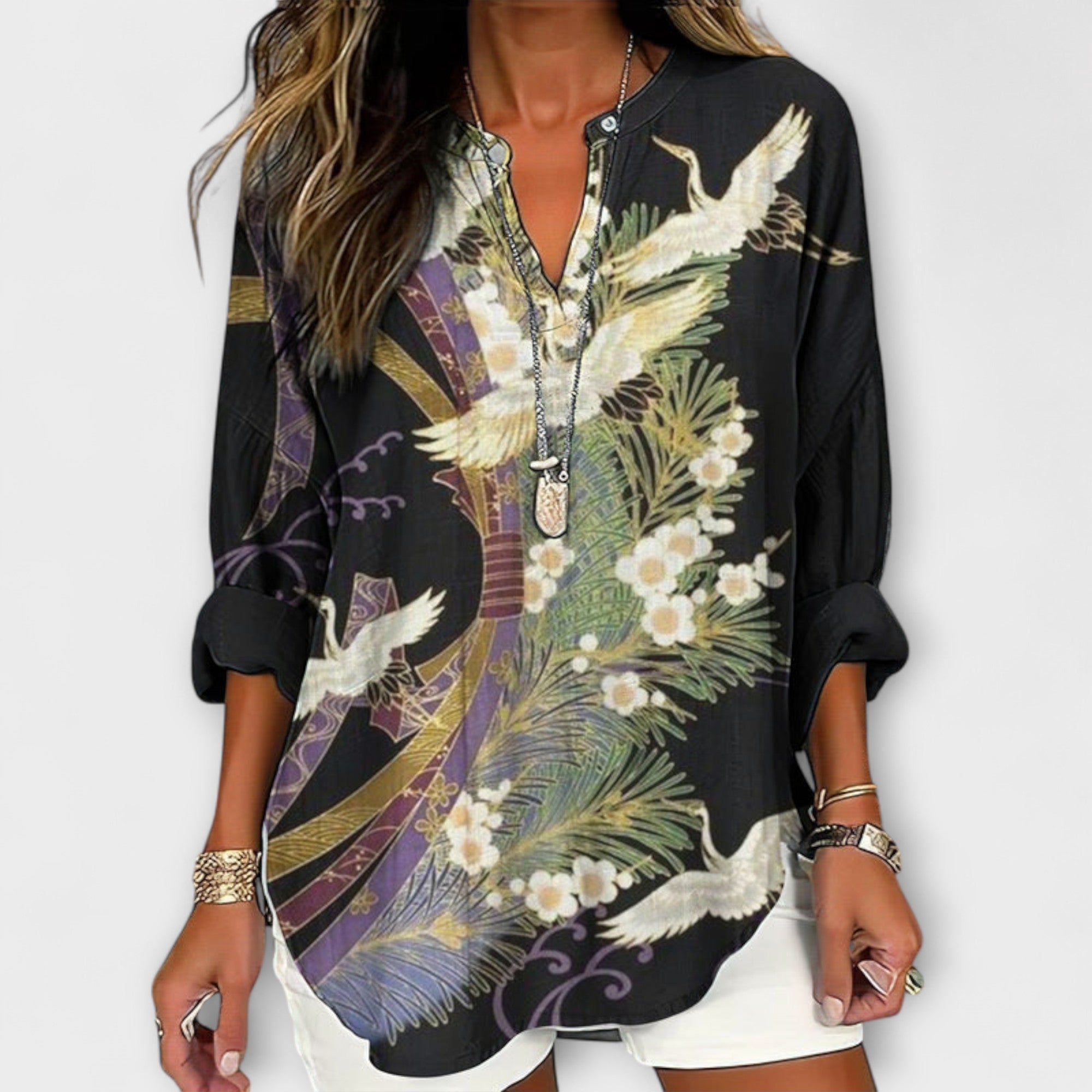 Ellie - Botanische Eleganz Bluse