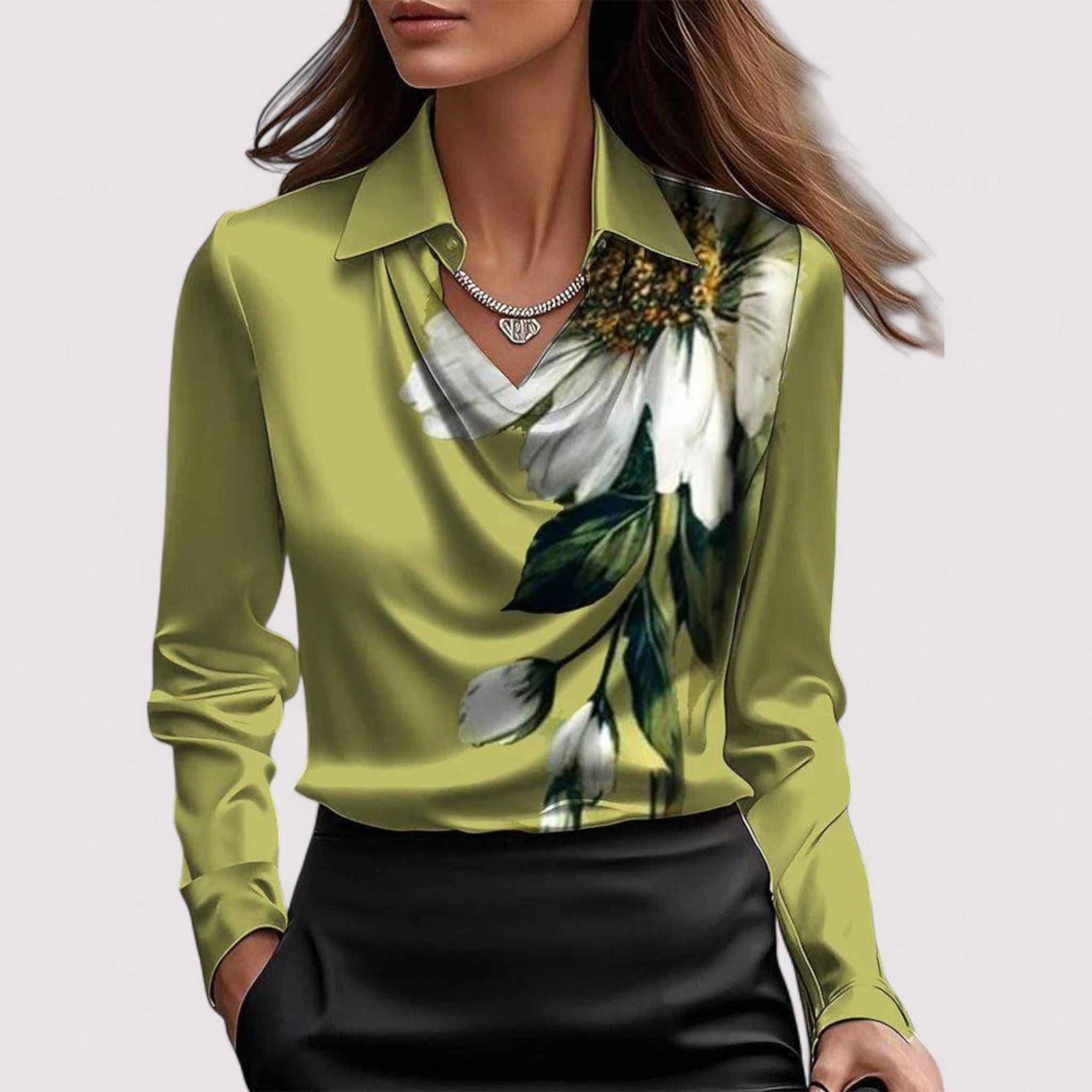 Charlotte™ | Satinbluse V-Ausschnitt