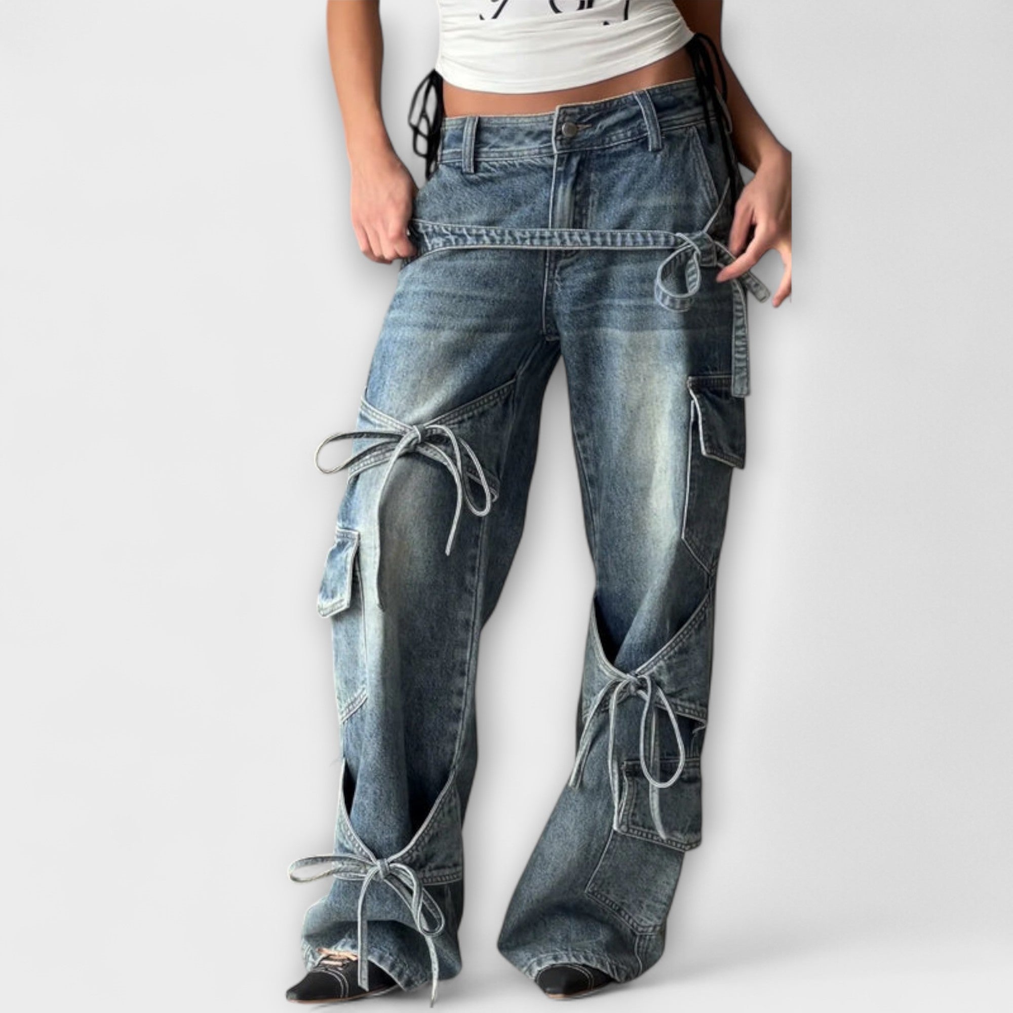 Paloma - Utility Denim Jeans mit Knotendetail