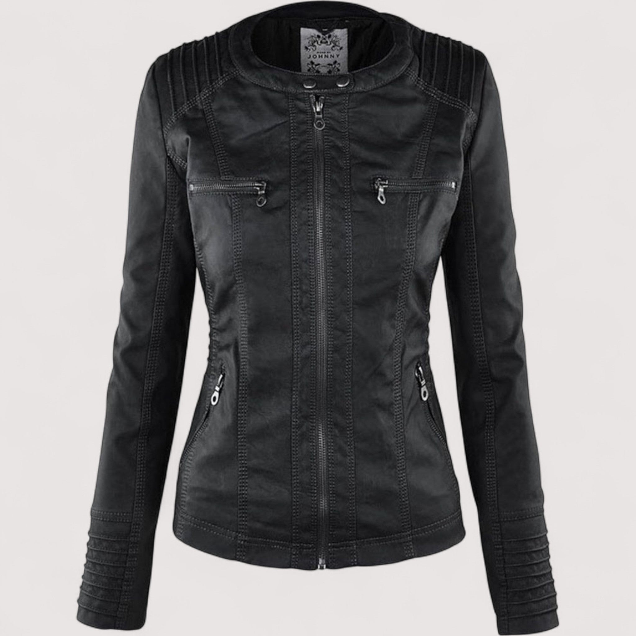 Laurina™ | Taillierte Bikerjacke mit Kapuze