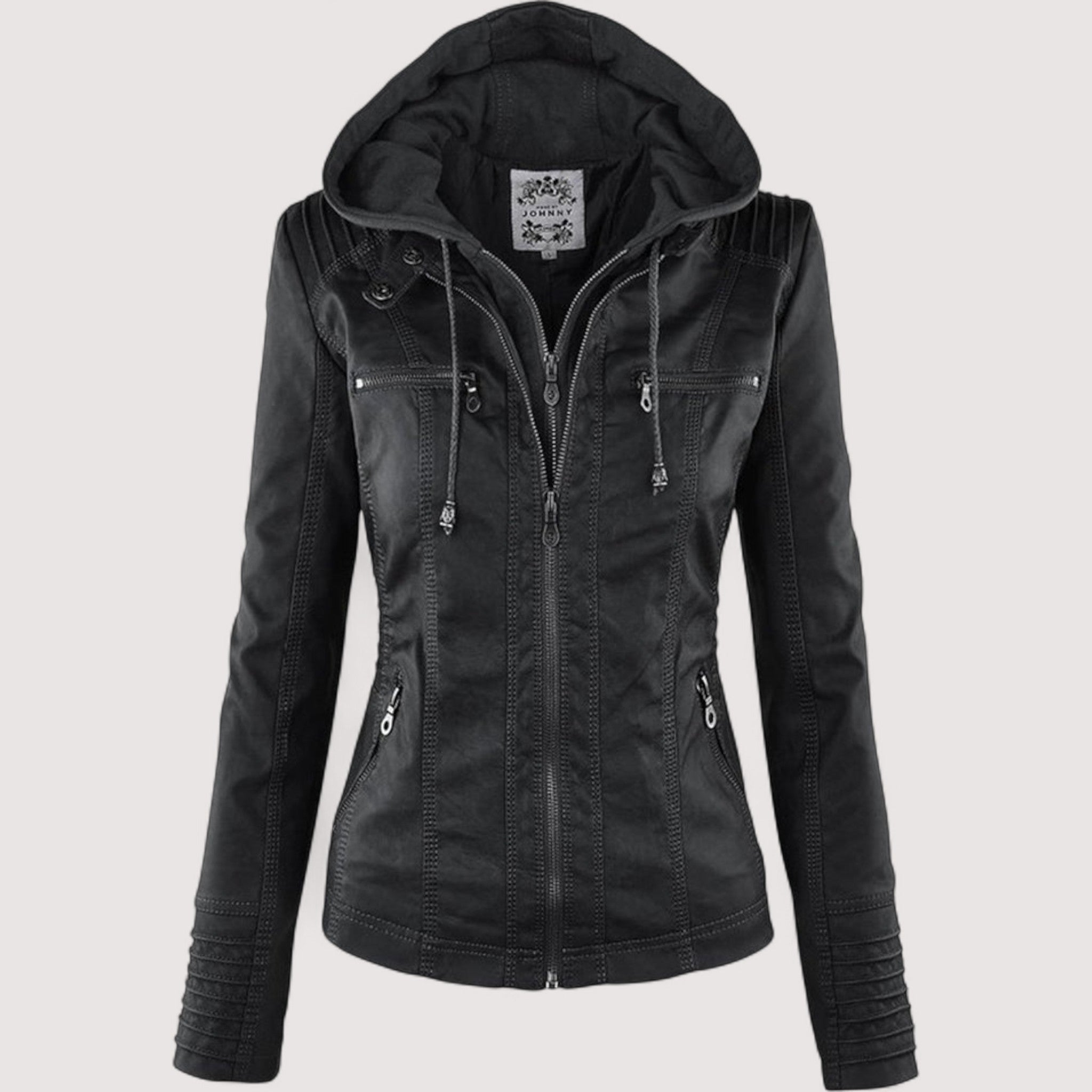 Laurina™ | Taillierte Bikerjacke mit Kapuze