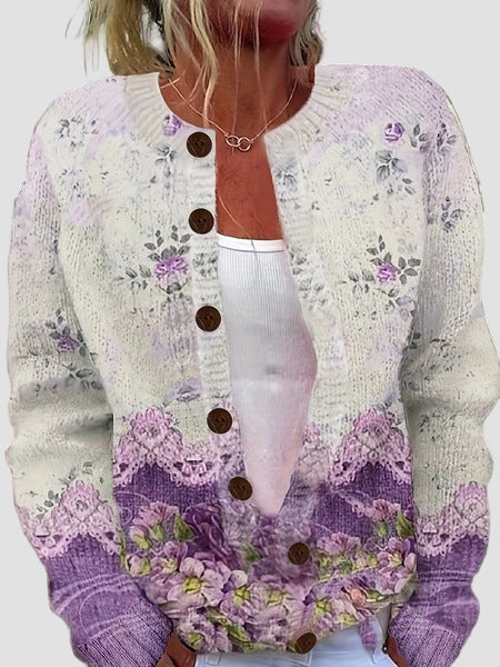 Clara | Vintage Floral Cardigan Pullover