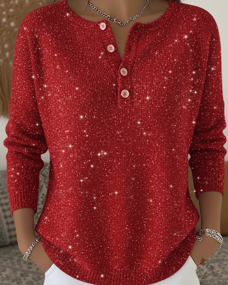 Lea – Glitzernder Pullover mit Knöpfen