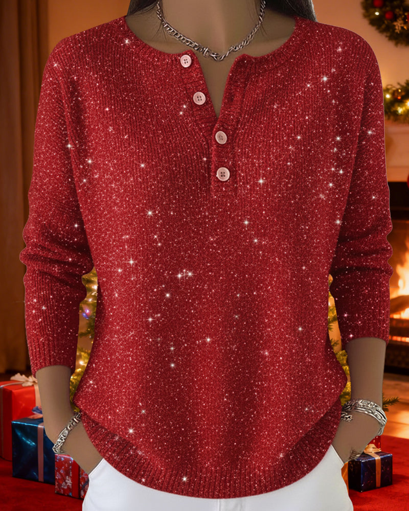 Lea – Glitzernder Pullover mit Knöpfen
