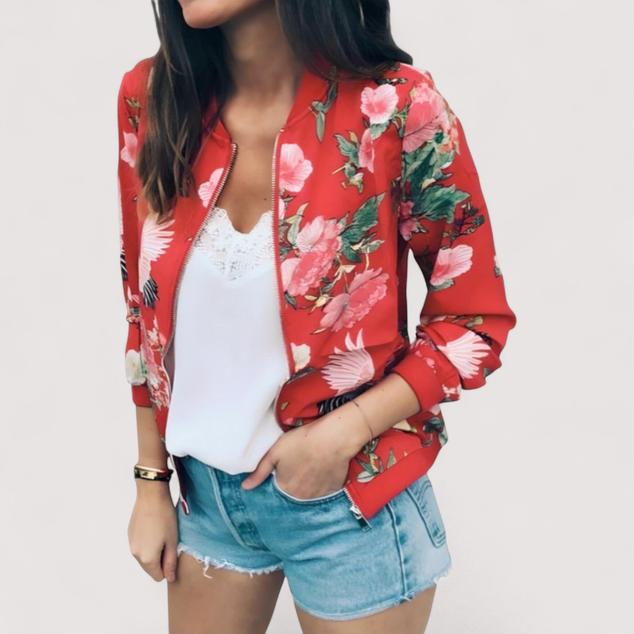 Lidia™ | Stylische Bomberjacke mit Blumenmuster
