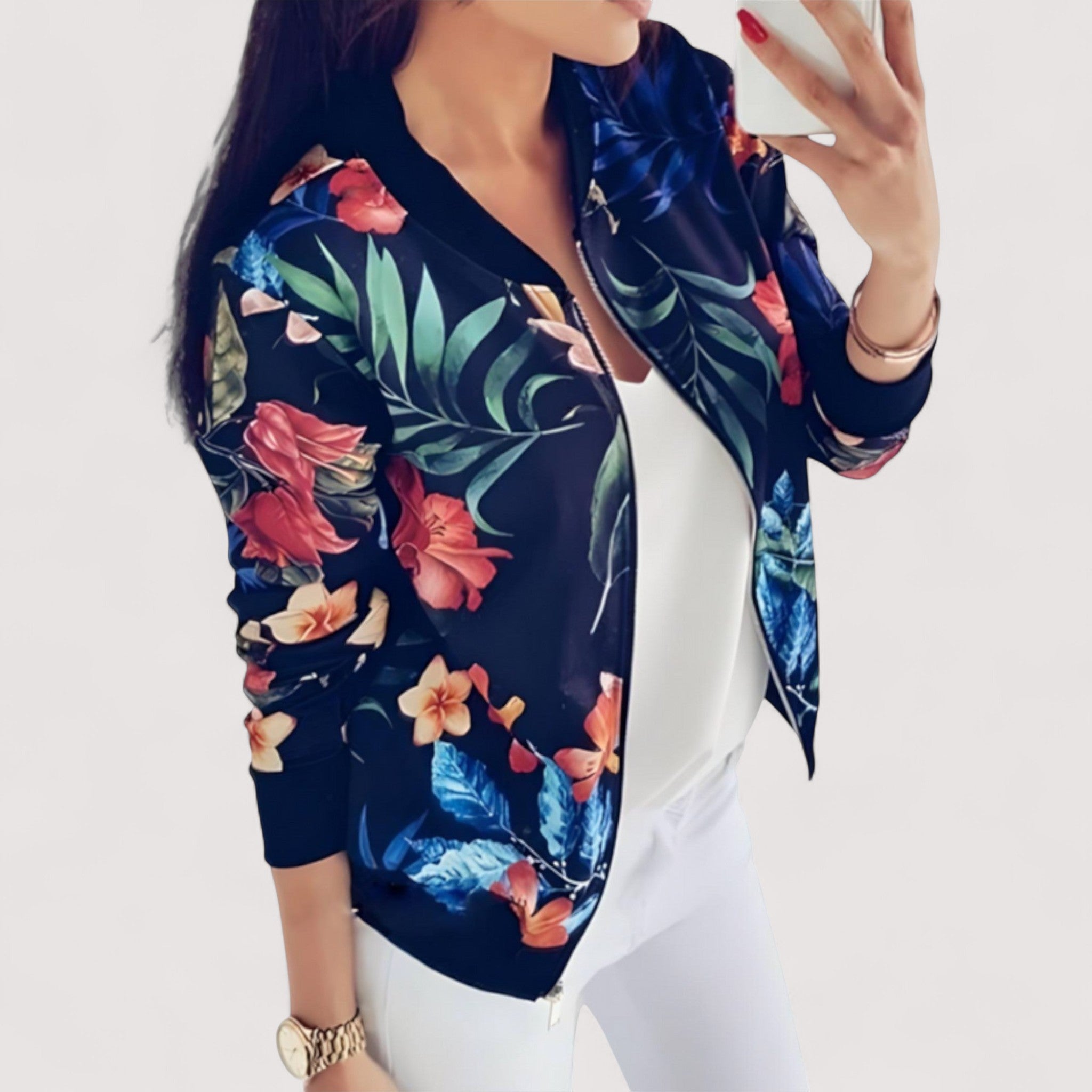 Lidia™ | Stylische Bomberjacke mit Blumenmuster